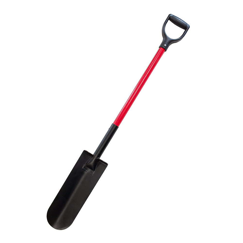 12-Gauge Steel Drain Spade with Fiberglass D-Grip Handle, 14" Blade