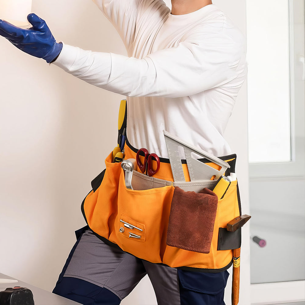 Canvas Work Apron with 21 Tool Pockets & Magnetic Strips, Unisex, Yellow