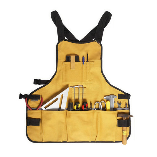 Canvas Work Apron with 21 Tool Pockets & Magnetic Strips, Unisex, Yellow