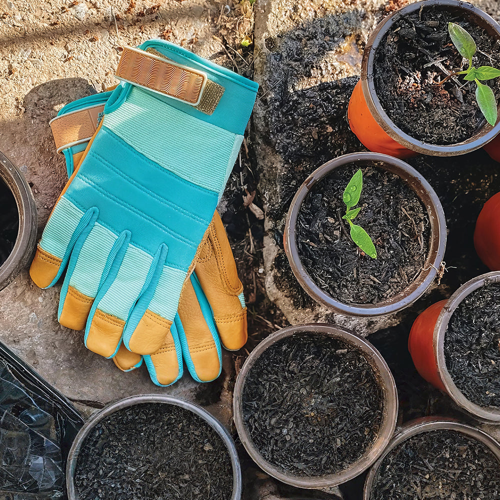 Women HydraHyde Leather Hybrid Gloves Durable Water Resistant Adjustable