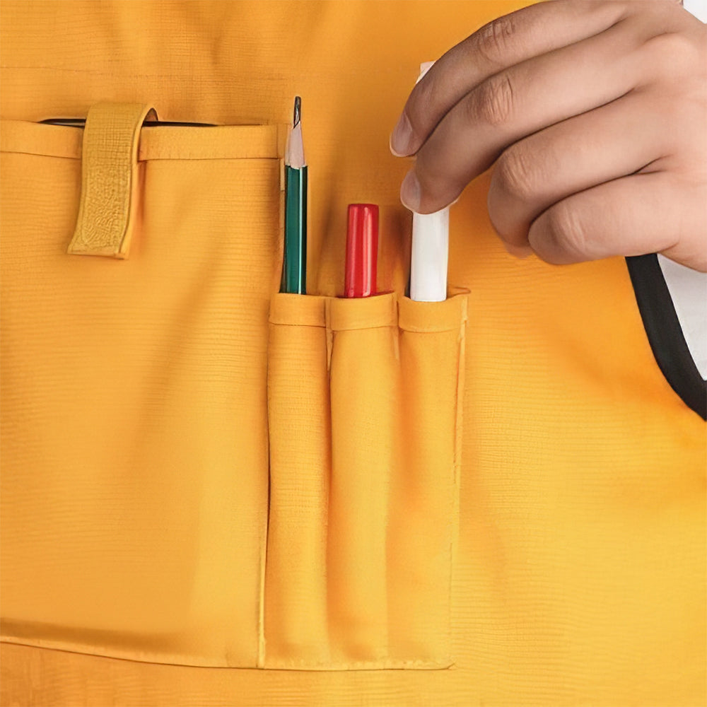 Canvas Work Apron with 21 Tool Pockets & Magnetic Strips, Unisex, Yellow
