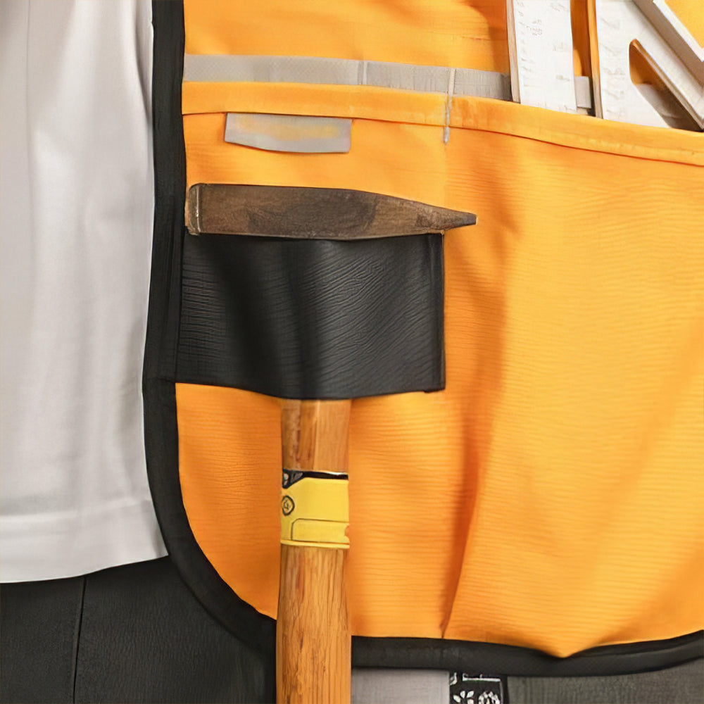 Canvas Work Apron with 21 Tool Pockets & Magnetic Strips, Unisex, Yellow